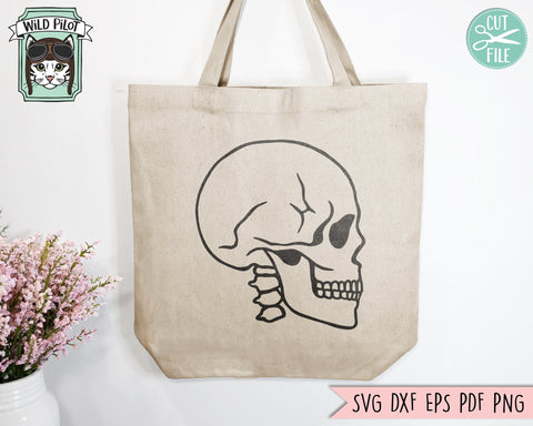 Skull Profile SVG, Halloween SVG File, Skull Cut File, Halloween Cut File, Happy Halloween Clipart, Skull Clipart, Spooky svg, Skull png SVG Wild Pilot 