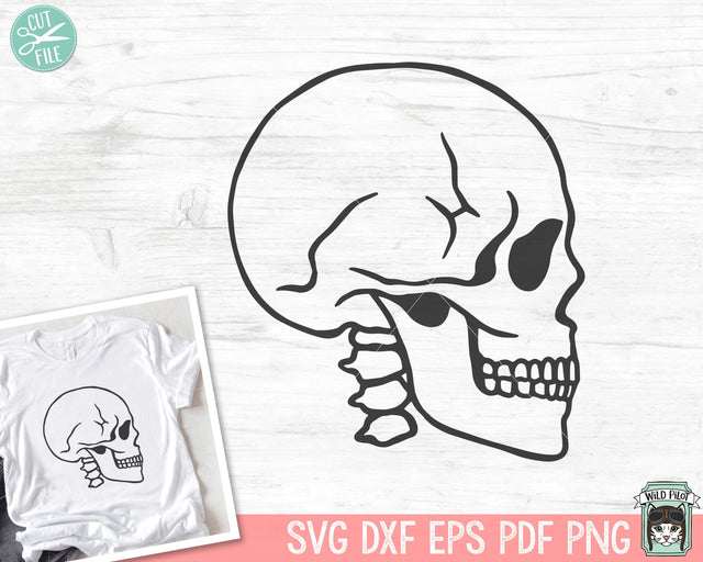 Skull Profile SVG, Halloween SVG File, Skull Cut File, Halloween Cut File, Happy Halloween Clipart, Skull Clipart, Spooky svg, Skull png SVG Wild Pilot 