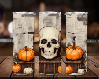 Skull Pumpkin Tumbler Png, 20 oz Skinny Tumbler Sublimation Design, PNG Tumbler Wrap, Instant Digital Download PNG, Skull Halloween Tumbler Sublimation ToriDesigns 