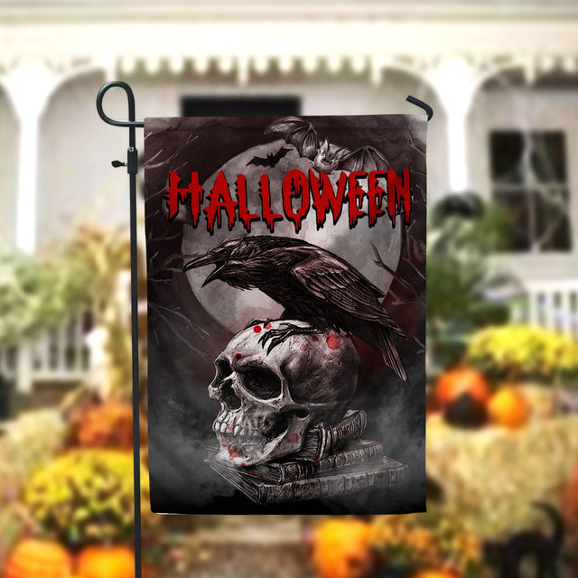 Skull Raven Crow Halloween Garden Flag - 12x18 Garden Flag Sublimation Design Download PNG File Instant Download Sublimation CaldwellArt 
