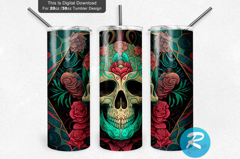 Skull Roses Zodiac 20 oz / 30 oz Tumbler PNG Sublimation Regulrcrative 