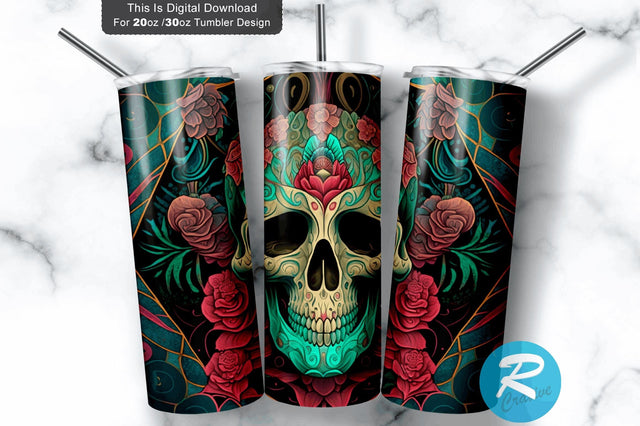 Skull Roses Zodiac 20 oz / 30 oz Tumbler PNG Sublimation Regulrcrative 