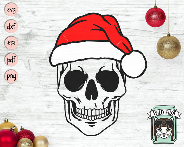 Skull Santa Hat SVG File, Skull With Hat SVG, Christmas SVG Cut File, Skull SVG File, Christmas Cut File, Christmas Skull SVG, Skull Cut File SVG Wild Pilot 