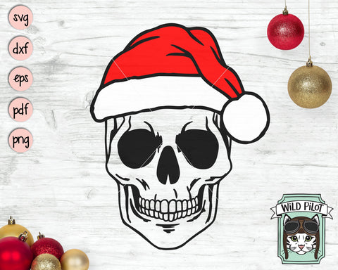 Skull Santa Hat SVG File, Skull With Hat SVG, Christmas SVG Cut File, Skull SVG File, Christmas Cut File, Christmas Skull SVG, Skull Cut File SVG Wild Pilot 