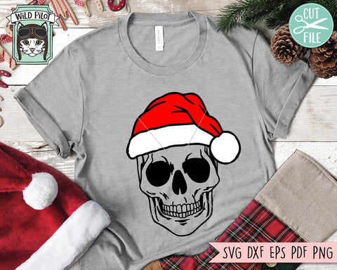 Skull Santa Hat SVG File, Skull With Hat SVG, Christmas SVG Cut File, Skull SVG File, Christmas Cut File, Christmas Skull SVG, Skull Cut File SVG Wild Pilot 