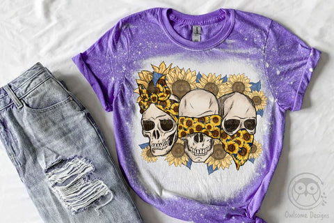 Skull See Nothing Hear Say Sunflower Sublimation Design Sublimation LAM HOANG THUY 