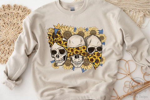 Skull See Nothing Hear Say Sunflower Sublimation Design Sublimation LAM HOANG THUY 