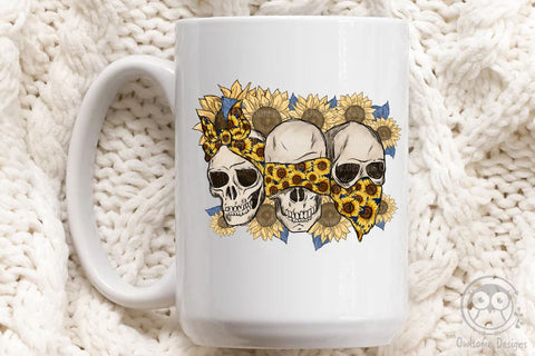 Skull See Nothing Hear Say Sunflower Sublimation Design Sublimation LAM HOANG THUY 