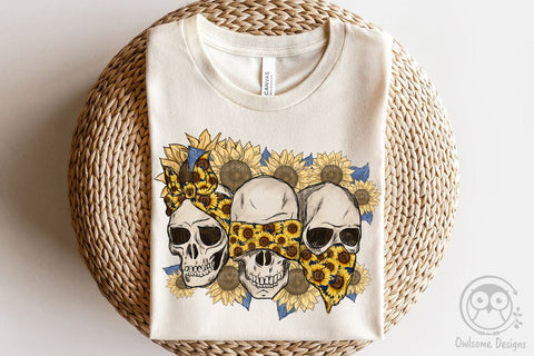 Skull See Nothing Hear Say Sunflower Sublimation Design Sublimation LAM HOANG THUY 