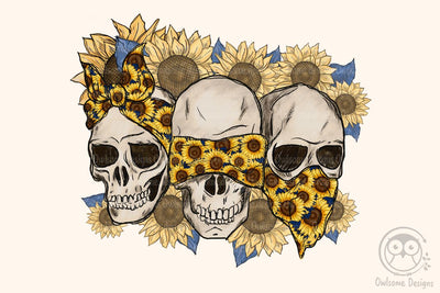 Skull See Nothing Hear Say Sunflower Sublimation Design Sublimation LAM HOANG THUY 