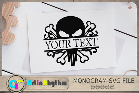 Skull Split Monogram Svg, Skull Monogram Svg, Skull Svg, Halloween Svg SVG Artinrhythm shop 
