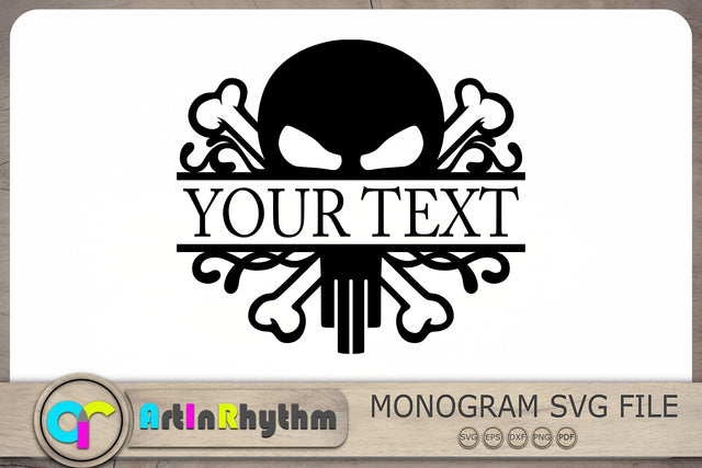 Skull Split Monogram Svg, Skull Monogram Svg, Skull Svg, Halloween Svg SVG Artinrhythm shop 