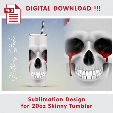 Skull sublimation design - 20oz SKINNY TUMBLER Sublimation Natariis Studio 