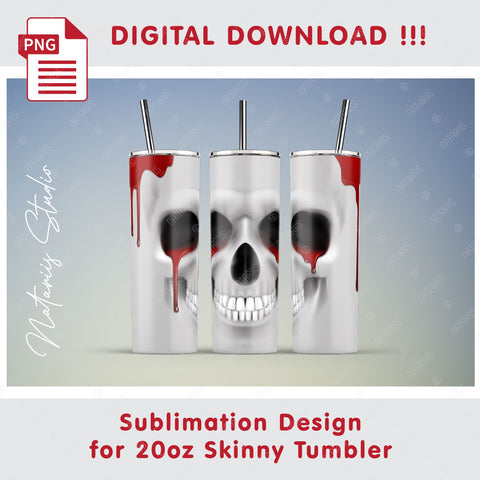 Skull sublimation design - 20oz SKINNY TUMBLER Sublimation Natariis Studio 