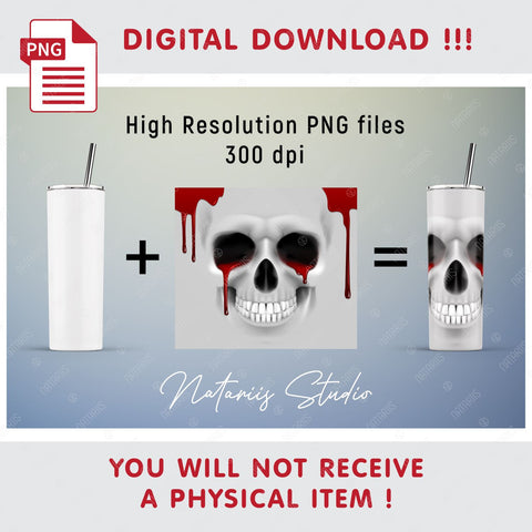 Skull sublimation design - 20oz SKINNY TUMBLER Sublimation Natariis Studio 