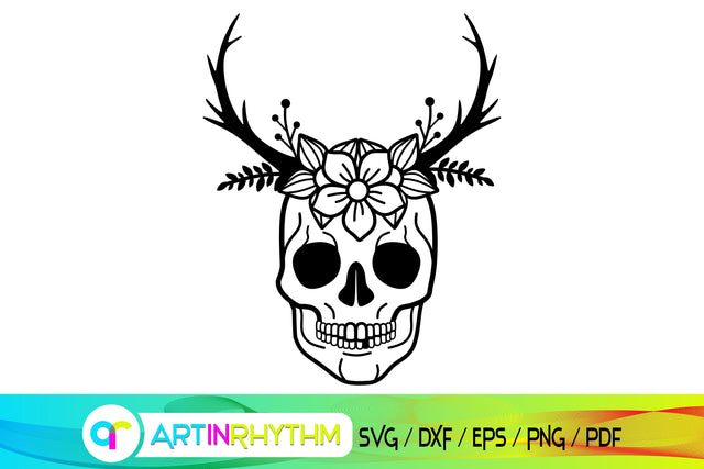 skull svg, antler, flower svg SVG Artinrhythm shop 