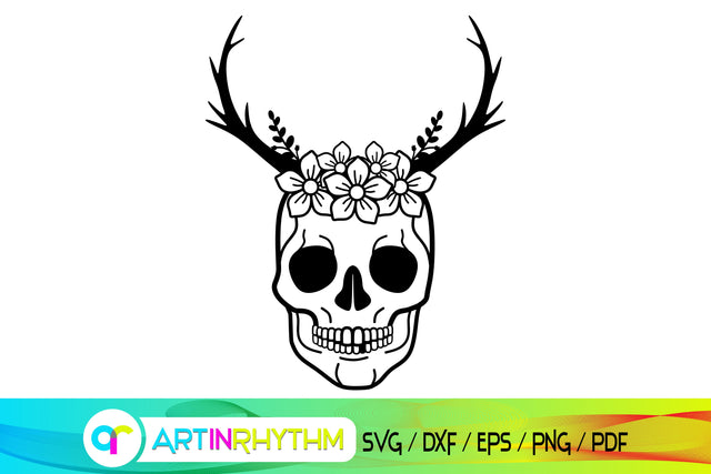 skull svg, antler, flower svg SVG Artinrhythm shop 
