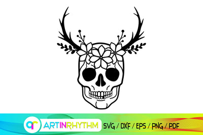 skull svg, antler, flower svg SVG Artinrhythm shop 