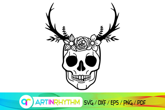 skull svg, antler, flower svg SVG Artinrhythm shop 