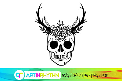 skull svg, antler, flower svg SVG Artinrhythm shop 