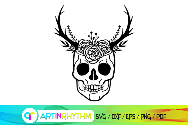 skull svg, antler, flower svg SVG Artinrhythm shop 
