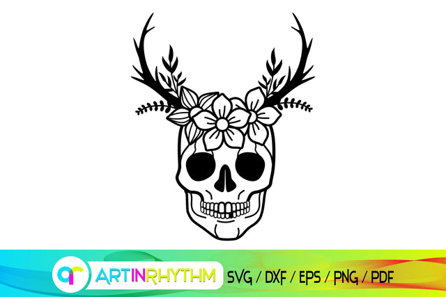 skull svg, antler, flower svg SVG Artinrhythm shop 