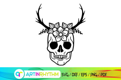 skull svg, antler, flower svg SVG Artinrhythm shop 