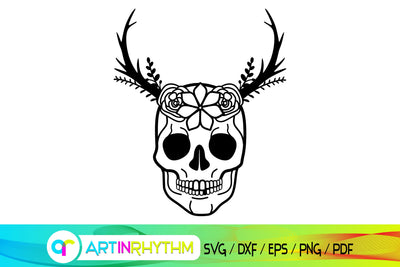 skull svg, antler svg, flower svg SVG Artinrhythm shop 