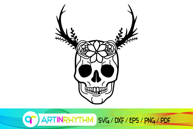 skull svg, antler svg, flower svg SVG Artinrhythm shop 