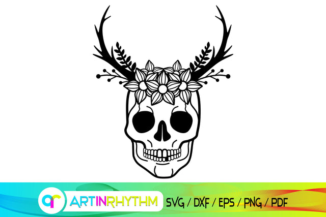 skull svg, antler svg, flower svg SVG Artinrhythm shop 