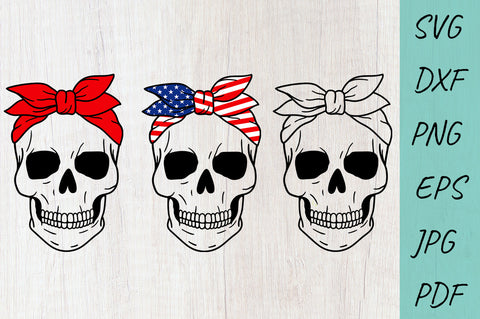 Skull SVG Bundle, American Flag, Bandana SVG, July 4th Skull SVG Irina Ostapenko 