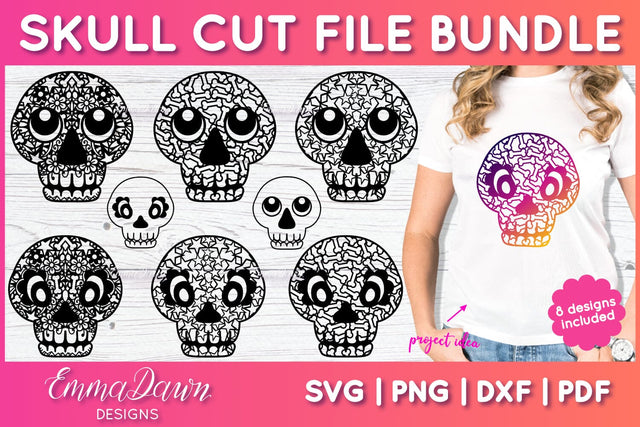Skull SVG Bundle, Halloween Skulls SVG SVG Emma Dawn Designs 