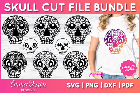 Skull SVG Bundle, Halloween Skulls SVG SVG Emma Dawn Designs 