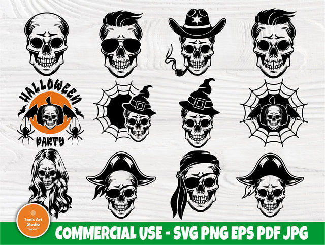 Skull SVG Bundle, Pirate Skull, Halloween Skulls SVG TonisArtStudio 