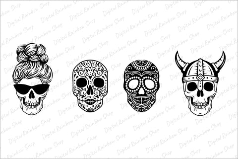 Skull svg bundle, skull Halloween svg, sugar skull svg cut SVG Digital Rainbow Shop 