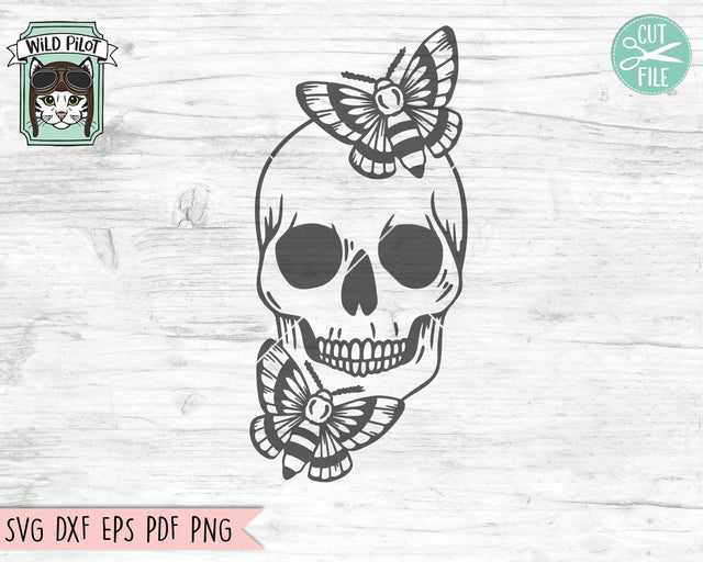 Skull SVG File, Skull Cut File, Moth Skull SVG File, Halloween svg, Mystical SVG File, Skull Clipart, Moth Skull Cut File, Witchy svg File SVG Wild Pilot 