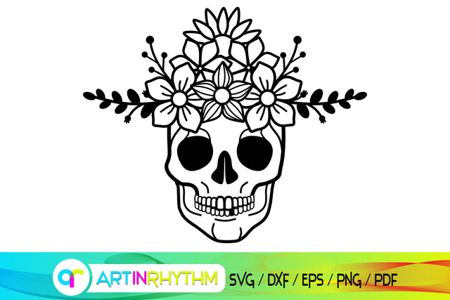 skull svg, floral, flower svg SVG Artinrhythm shop 