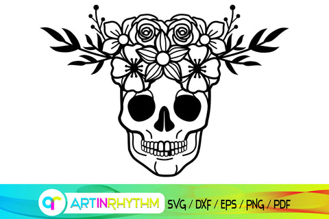 skull svg, floral, flower svg SVG Artinrhythm shop 