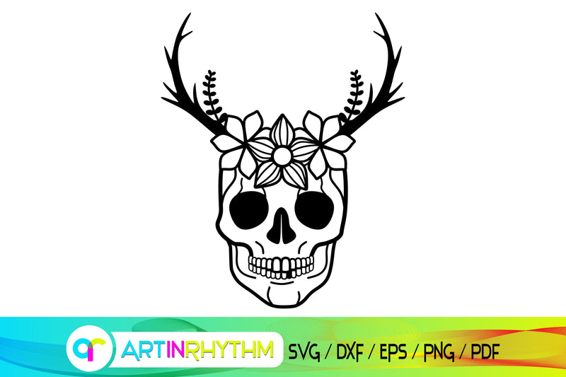 skull svg, floral, flower svg SVG Artinrhythm shop 