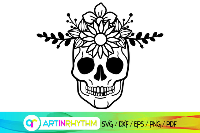 skull svg, floral, flower svg SVG Artinrhythm shop 
