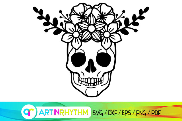 skull svg, floral, flower svg SVG Artinrhythm shop 
