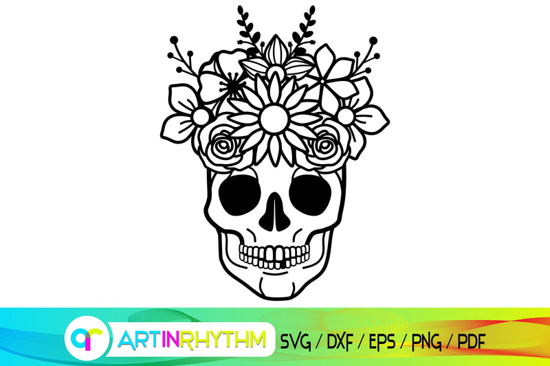 skull svg, floral, flower svg SVG Artinrhythm shop 