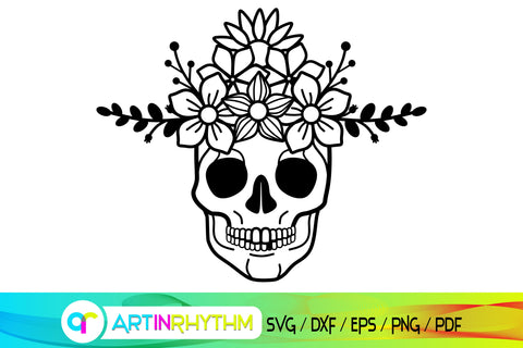 skull svg, floral, flower svg SVG Artinrhythm shop 