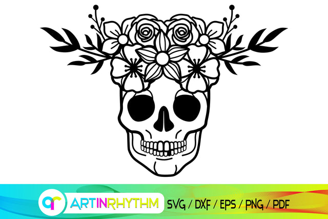 skull svg, floral, flower svg SVG Artinrhythm shop 