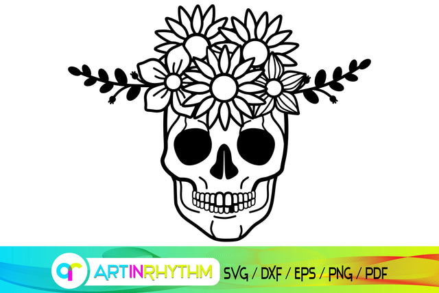 skull svg, floral, flower svg SVG Artinrhythm shop 