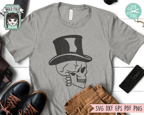 Skull SVG, Halloween SVG, Skull Top Hat SVG, Skull png, Top Hat Skull Clipart, Halloween Clipart, Steampunk svg, gothic svg, witchy svg SVG Wild Pilot 