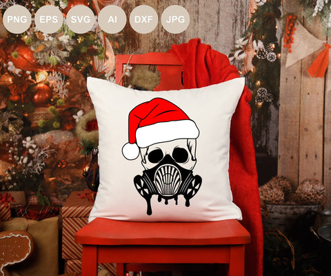 Skull Svg, Skull Santa Hat Svg, Skull Cut file, Christmas Svg, Merry Christmas Svg Shirts, Holiday Sign Png, Gas Mask Svg, Respirator Mask SVG BogeliaVector 