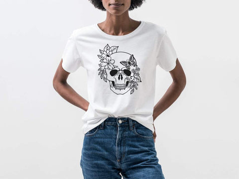 Skull svg, Skull vector, Flower Skull svg, Skull clipart, skeleton svg, skull head svg, Cricut silhouette file SVG CutLeafSvg 