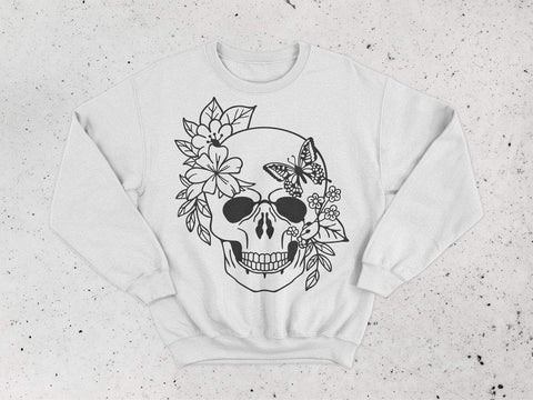 Skull svg, Skull vector, Flower Skull svg, Skull clipart, skeleton svg, skull head svg, Cricut silhouette file SVG CutLeafSvg 