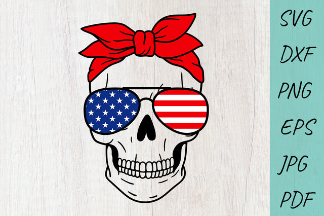 Skull SVG, Skull with bandana and sunglasses, Fourth of July SVG Irina Ostapenko 